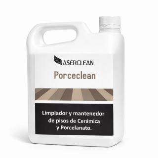 Limpiador Porceclean Aserclean para pisos de cerámica y porcelanato en litro, mantenimiento ecológico en Bogotá Colombia.