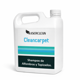 Shampoo Cleancarpet Aserclean para alfombras y tapizados en litro, limpieza profunda ecológica en Bogotá Colombia.