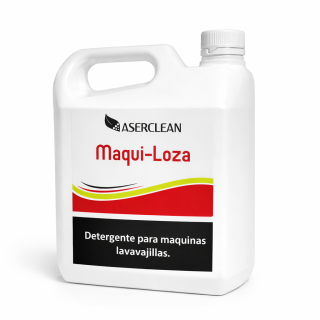 Detergente Maqui-Loza Aserclean para maquinas lavavajillas en litro, limpieza vajilla ecológica en Bogotá Colombia.