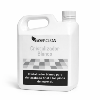 Cristalizador Blanco Aserclean para pisos de mármol en litro, acabado final brillo ecológico en Bogotá Colombia.