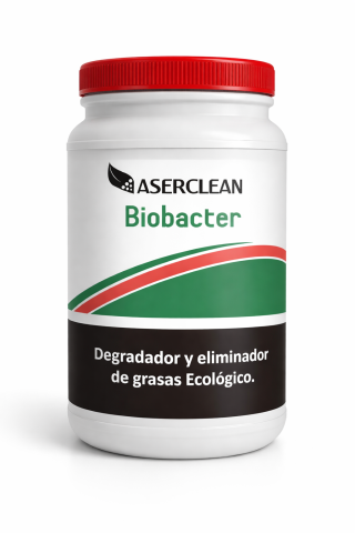 Biobacter Aserclean degradador y eliminador de grasas ecológico en pote por libra, limpiador enzimático biodegradable en Bogotá Colombia.