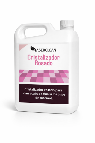 Cristalizador Rosado Aserclean para acabado de mármol en garrafa de 3 litros, cristalizador rosado biodegradable en Bogotá Colombia.