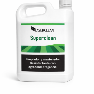 Superclean Aserclean limpiador y mantenedor desinfectante en garrafa de 3 litros, desinfectante con fragancia biodegradable en Bogotá Colombia.