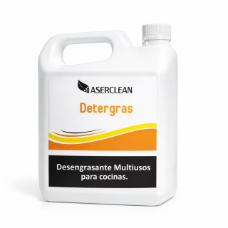 Detergras Aserclean desengrasante multiusos para cocinas en garrafa de 3 litros, desengrasante biodegradable en Bogotá Colombia.
